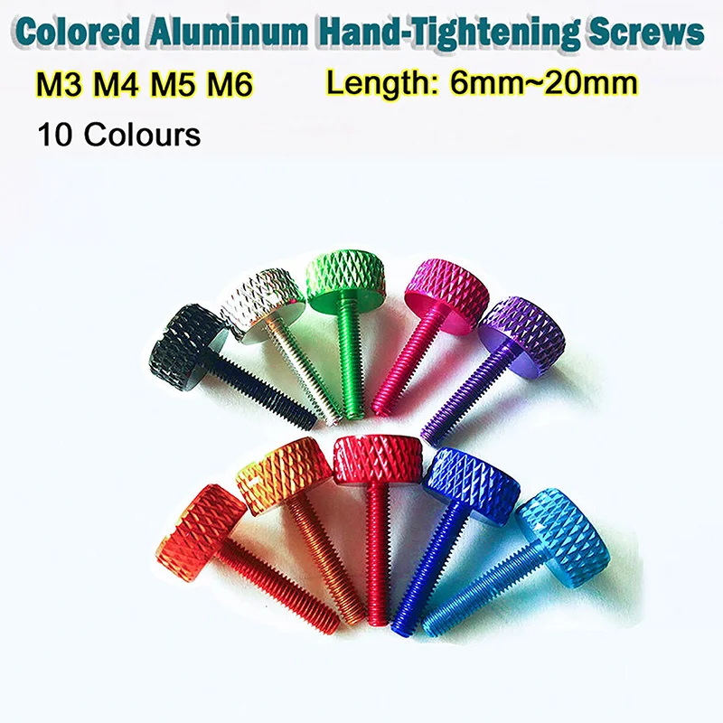 5PcsM3M4M5M6 Aluminum Alloy Knurled Thumb Screws Color Anodized Round Knurling Hand Tightening Grips PC Case Modding Accessories