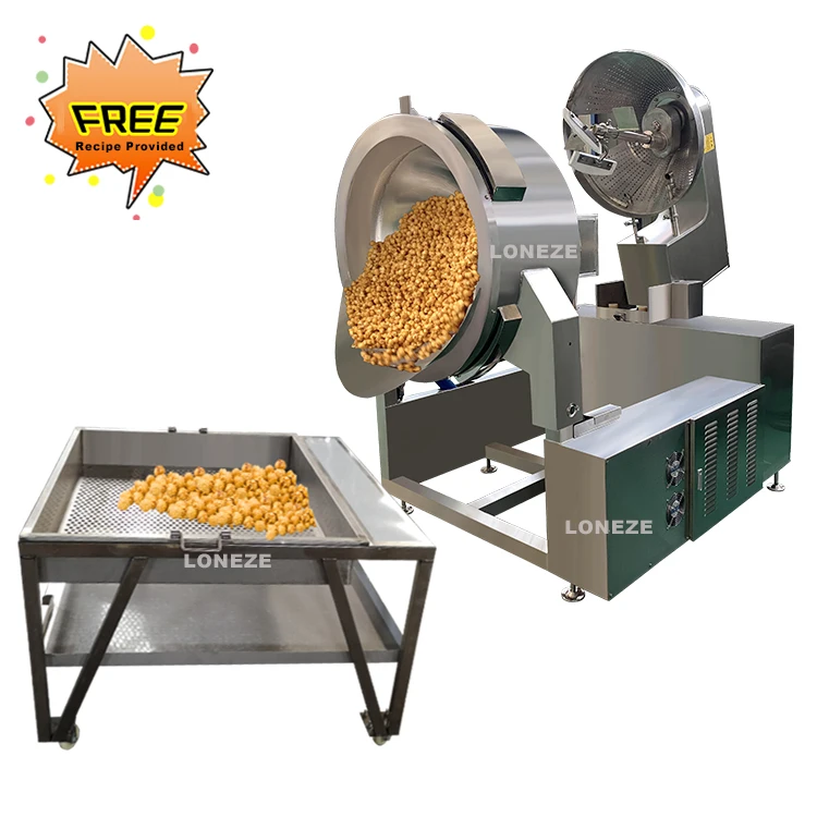 Large Capacity Automatic Industrial Caramel Gas Popcorn Machine Price Commercial Sweet Mushroom Electric Popcorn Making Machine