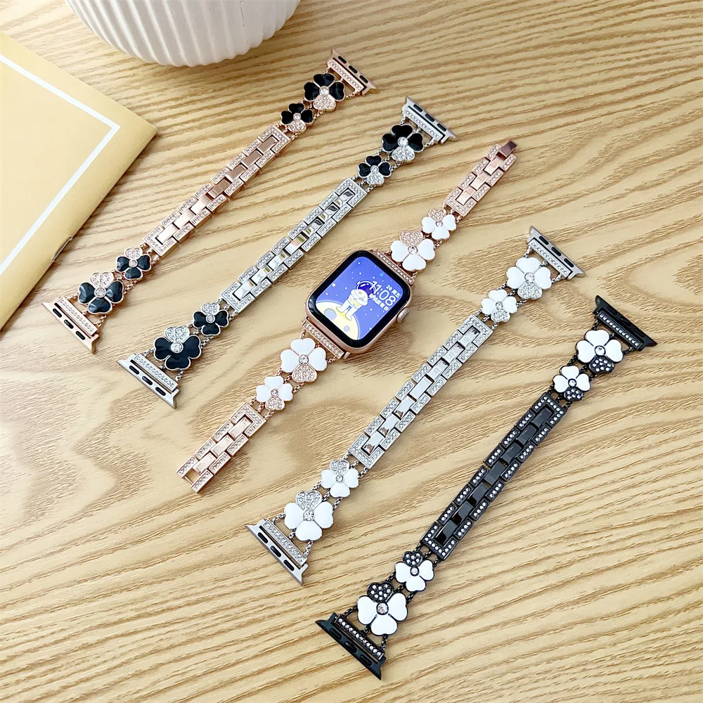 Women Diamond Strap For Apple Watch 38mm 40mm 42 44mm For iWatch Series 6 5 4 SE 8 7 41mm 45mm Ultra 49mm Luxury Metal Bracelet