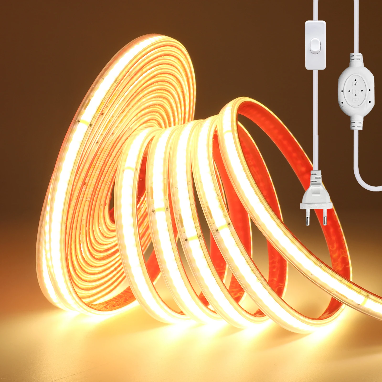 AC 220V COB Neon Strip 4000K 6000K 3000K Warm/Natural Whit Waterproof Self Adhesive Home Decor Flexible Ribbon Rope Light