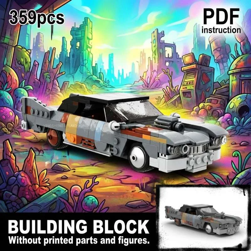 

MOC Falowt Retro Wasteland Sedan Block Model with V8 Supercharger Engine Post-Apocalyptic