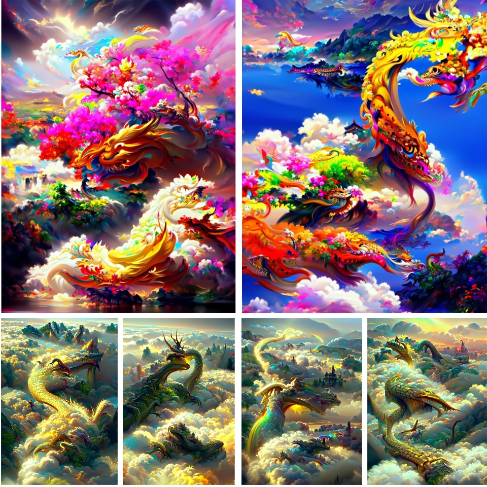 5d diy Diamond Painting New Dragon in the Cloud Rhinestone Dream landscape Picture Diamond Embroidery Mosaic Cross Stitch