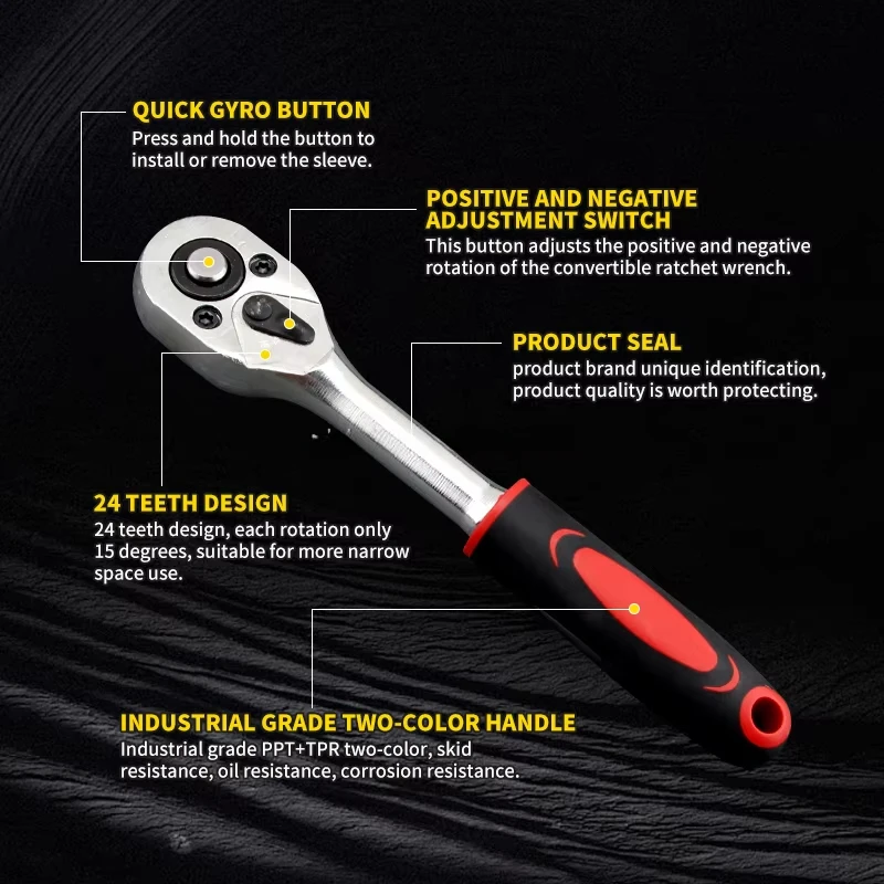 Set Peralatan Perbaikan Mobil Multifungsi 46 Pcs, Set Kunci Inggris, Set Peralatan Perbaikan Mekanik, Set Kunci Soket, Obeng, Peralatan Otomotif