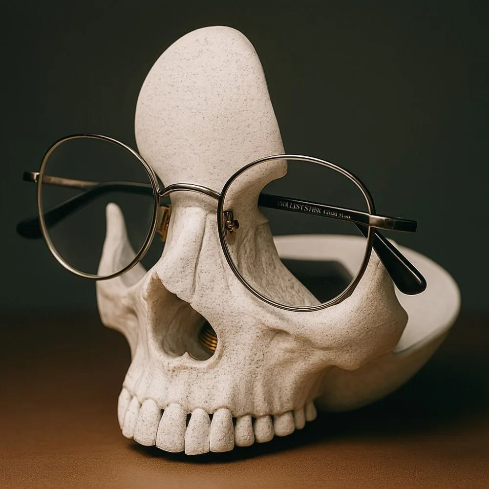 3D Printed Eyeglass Frame Storage Holder Creative Skull Key Storage Tray Home Gothic Decoration Office Desktop Ornament Gifts
