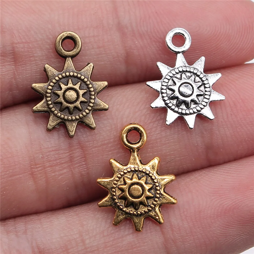 WYSIWYG 20 sztuk 17x12mm 3 kolory antyczne złoto antyczne srebro kolor antyczny brąz małe słońce zawieszki Charms do tworzenia biżuterii