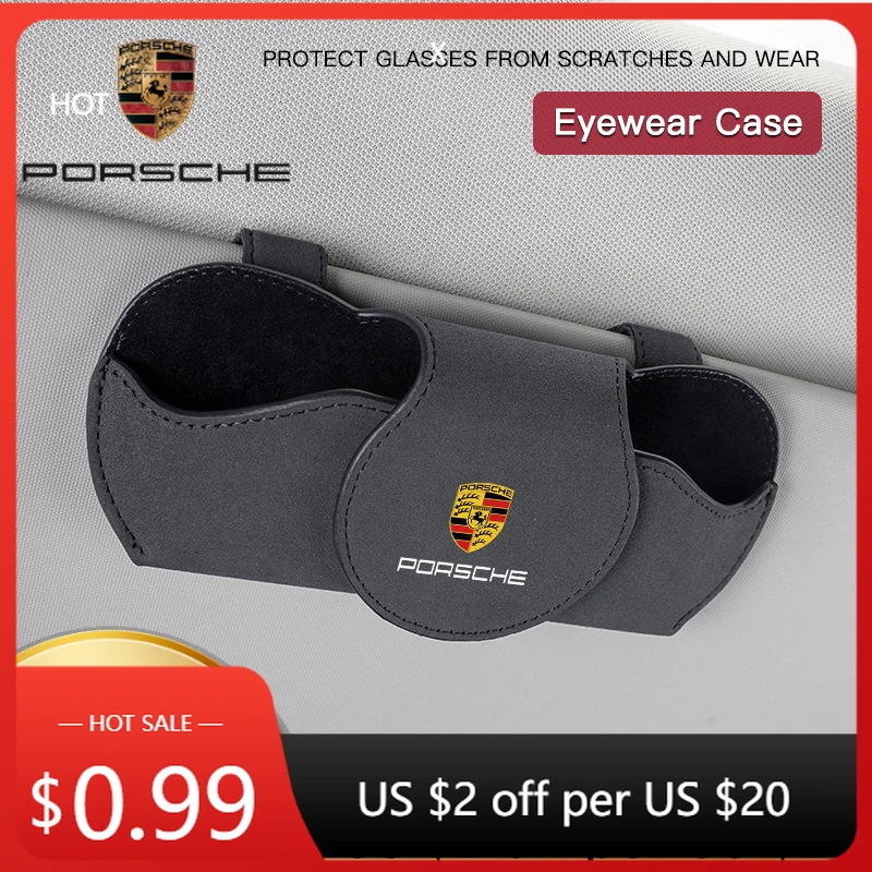 

Car Sticker For Porsche Car Sun Visor suede Glasses Holder Sunglasses Box Card Clip Accessories For Porsche Panamera Taycan 911