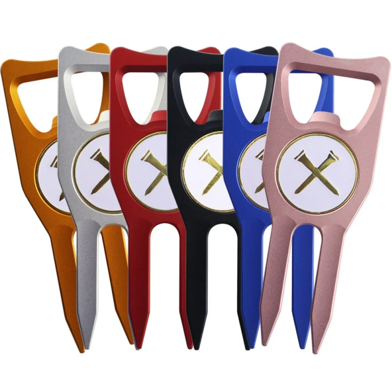 New Golf Putting Green Fork Multi-Functional Aluminum Alloy Anode Ball Yoke/Grass Forks Golf Divot Tool