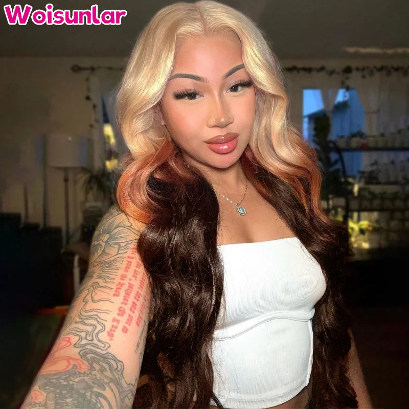 613 Ombre Brown Lace Frontal Wigs Body wave human hair for Women hair 13x4 13x6 transparent lace front wig 4x4 lace closure wig