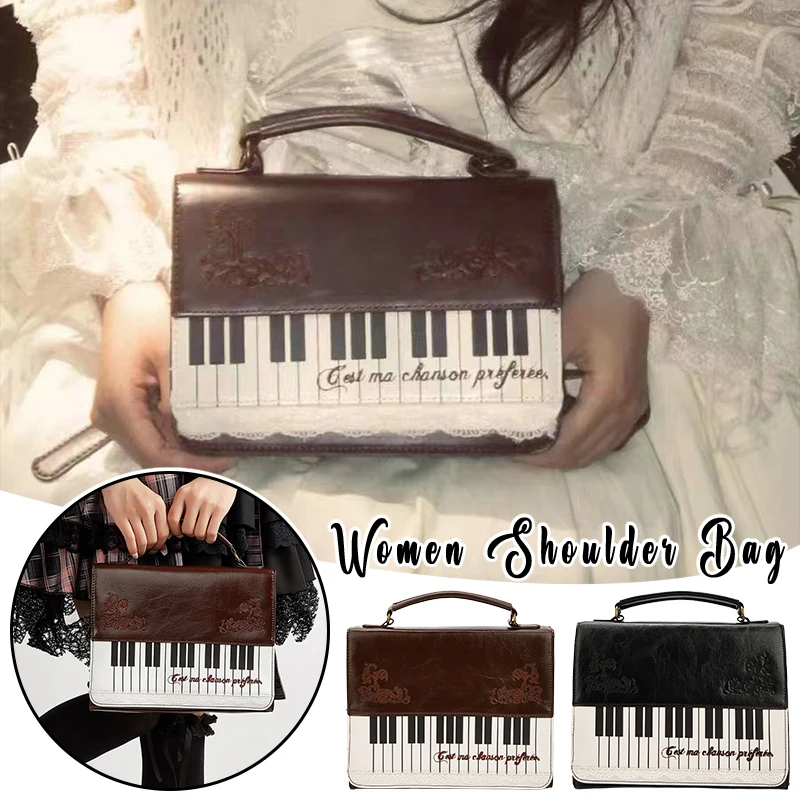 Piano Polka Dot Key Shoulder Bag,Contrast Color Large Handbag,Y2k JK Girls Briefcase Piano Backpack Women's Bag Square Bag