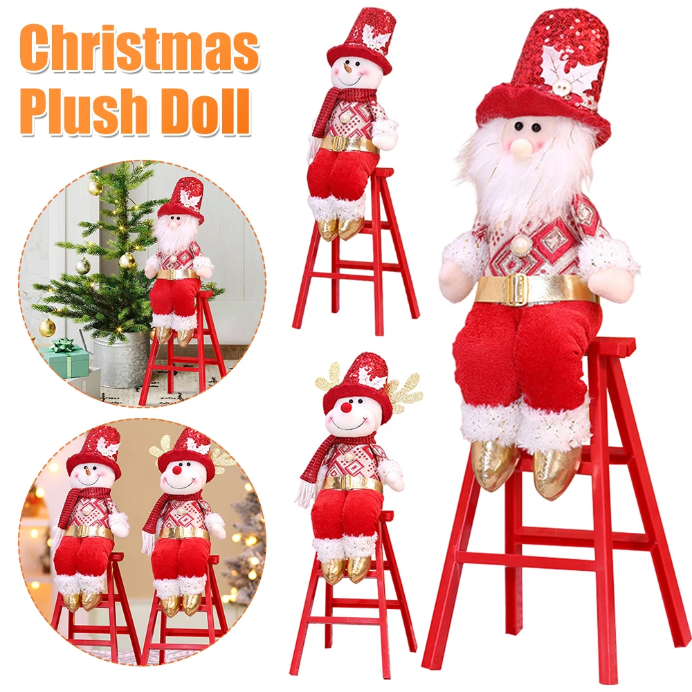 دمية رجل الثلج سانتا كلوز لعيد الميلاد، زينة رجل الثلج المحشوة لتزيين المنزل في عطلة الشتاء #2