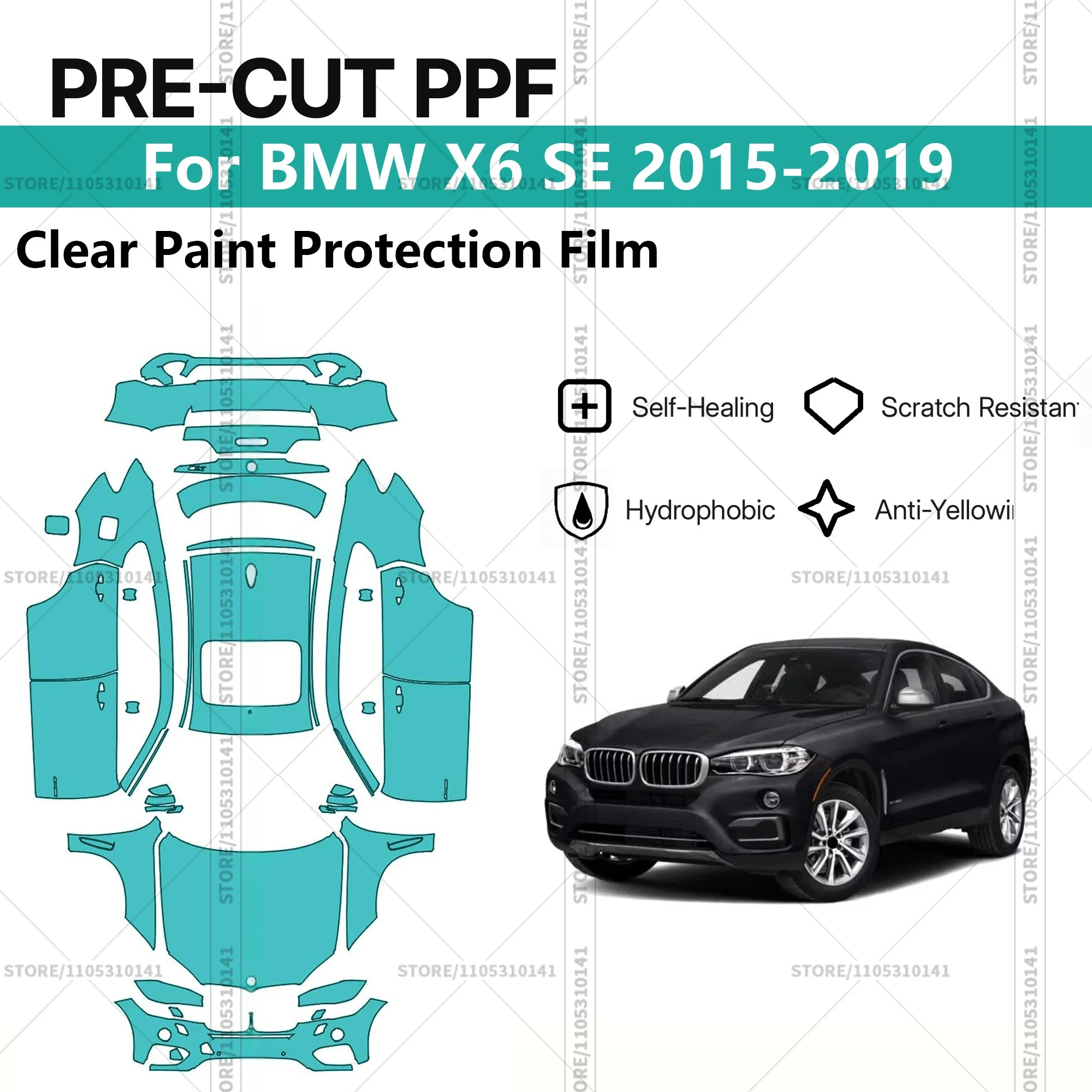 

Для BMW X6 SE 2015-2019: Предварительно вырезанная прозрачная защитная пленка PPF для автомобиля, профессиональная автомобильная пленка PPF для полной оклейки кузова