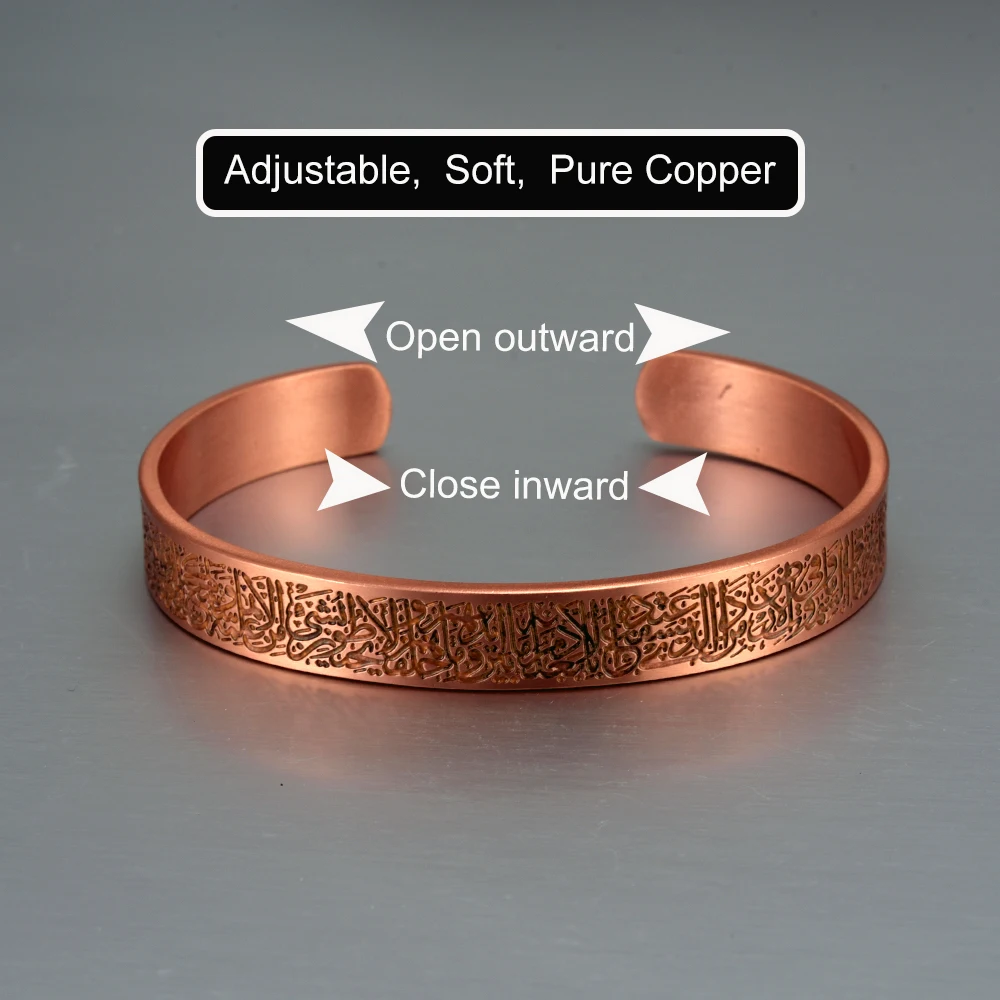 Vinterly Pure Copper Bracelets Women Men Unisex 10mm Adjustable Cuff Bangles Female Resizable Jewelry Soft Solid Copper Vintage