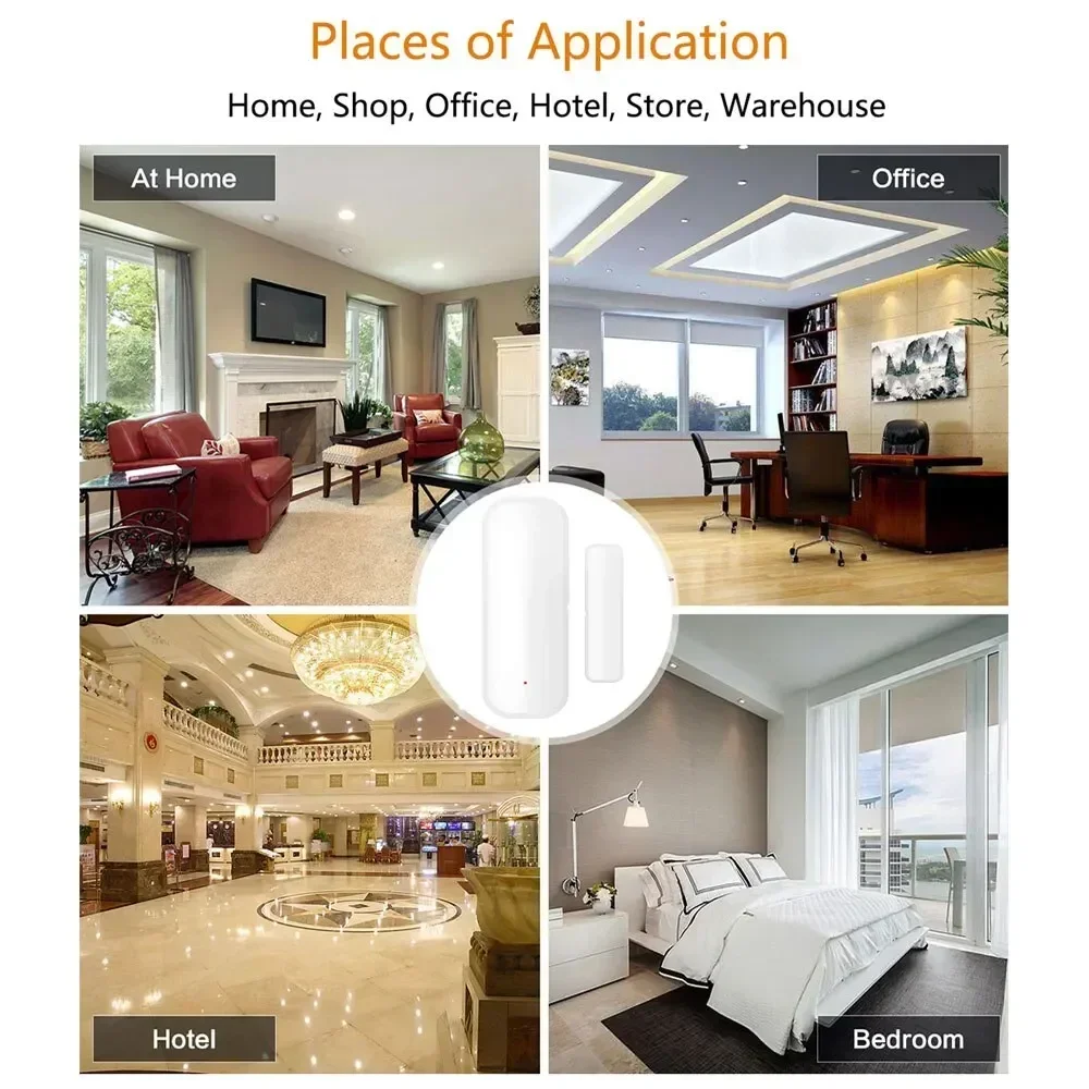 Tuya Zigbee สมาร์ทไร้สายแม่เหล็กประตูหน้าต่างเปิดเซนเซอร์เครื่องตรวจจับ App การแจ้งเตือนสําหรับ Home Security ป้องกัน