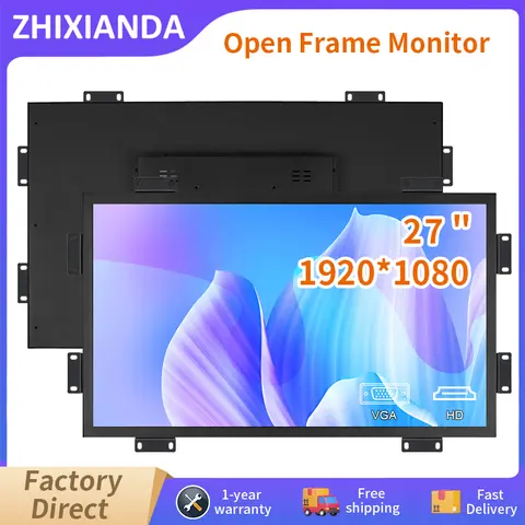 27 Inch 1920*1080 Wall Mount Industrial Open Frame Monitor Capacitive Touch Screen LCD Display With HDMI VGA BNC AV USB