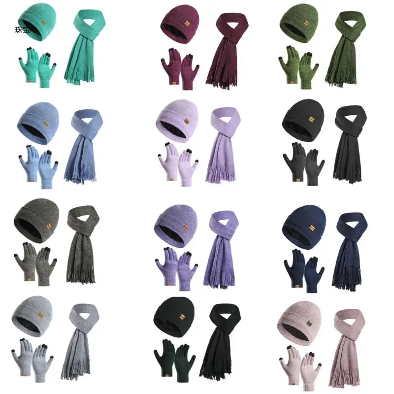 

X5QE Ladies Softable Hat Scarf Glove Set Fashionable Warmth Hat Cosplay Party Hat for Casual Wear Or Party Costumes