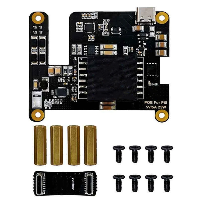 For Raspberry Pi 5 POE With PD Trigger Activation Type C Power Over Ethernet Support IEEE 802.3Af/At Network Standard