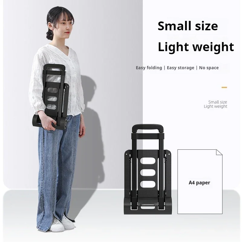 2 Rounds Folding Hand Truck Small Lightweight Cart Home Portable Telescopic Dolly Backpack Luggage Travel Moving Shopping