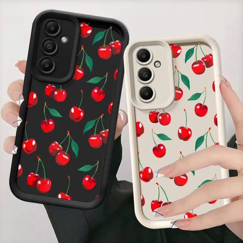 Pink cherry design phone case suitable for Samsung Galaxy S26 S25 S24 S23 S22 S20 FE/Ultra/Plus5G anti drop back cover