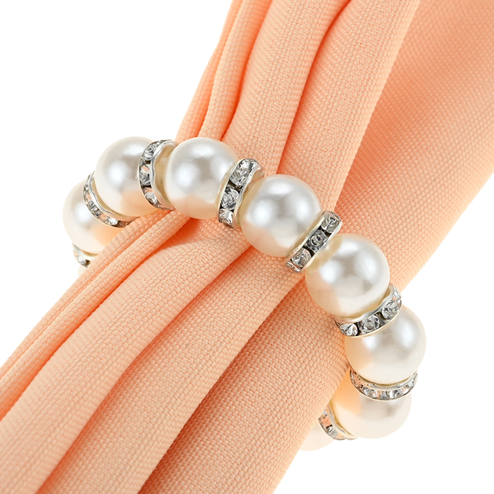 

24/50Pcs Wedding Pearl Napkin Rings 33mm/1.30in Elastic & Stretchy Design For Thanksgiving Dinner Holiday Birthday Ceremony