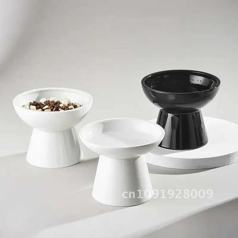 

Cat Black White Bowl Dogs Elevated Pet Food Eating Puppy Small Bowls Ceramic Nordic Water Drinking Supplies