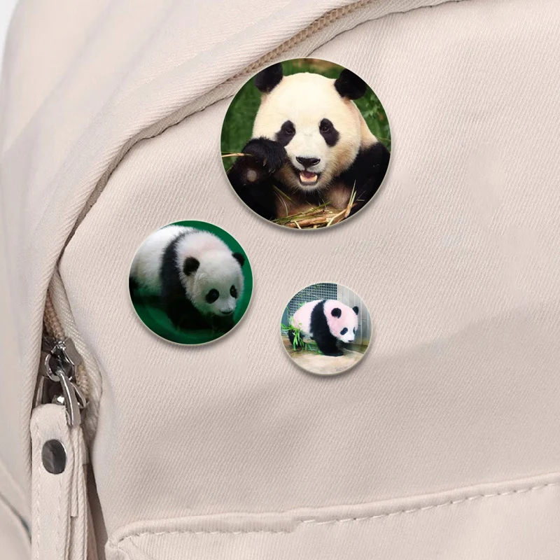 Fu Bao/Xiang Xiang/Ru Yi Badge Cute Chinese Pandas Brooches Clothing Backpack Accessories HD Print Handmade Pin Gift 32/44/58mm