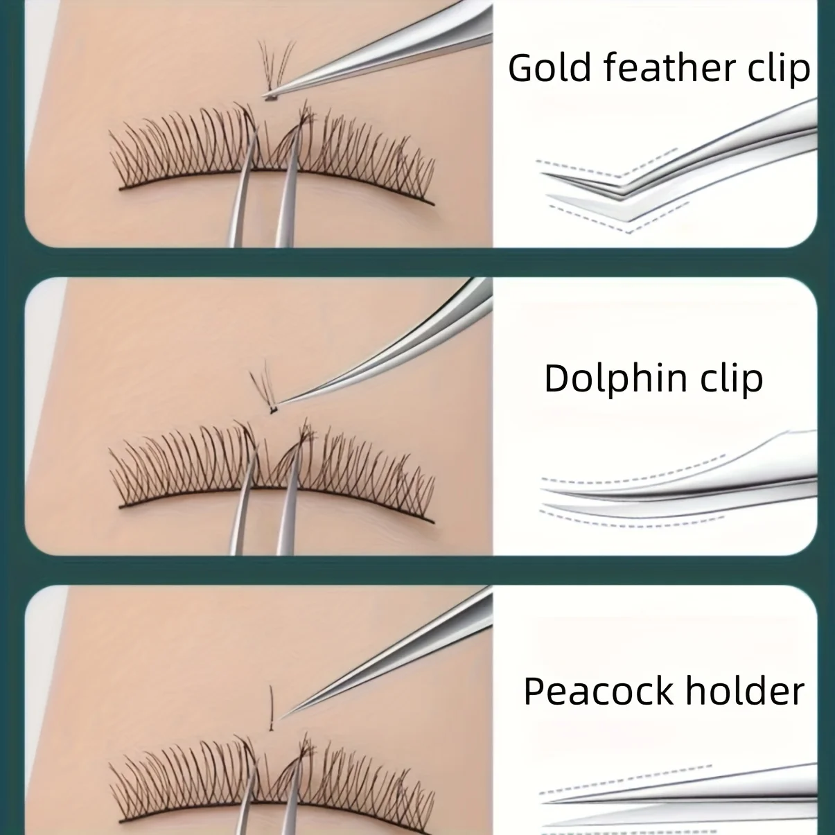 Pinzas para pestañas de injerto de alta precisión de acero inoxidable con plumas doradas, herramienta de maquillaje profesional para regalos de cabello sintético