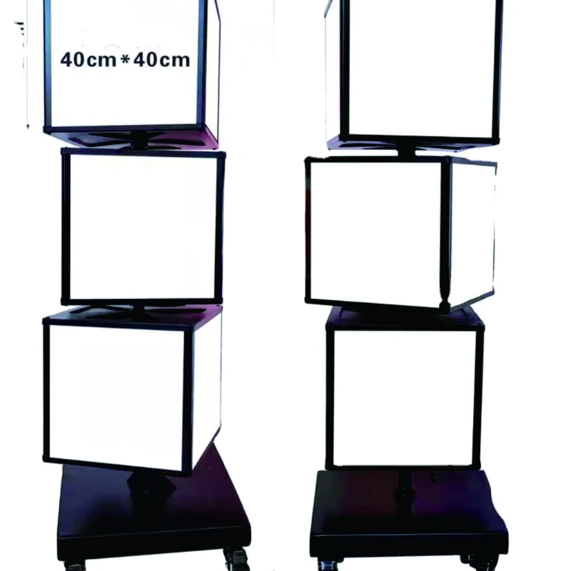 gns Both Hanging And Floor Standing 4 Sided Rotating Square Cube Shape Led Light Box Light Box