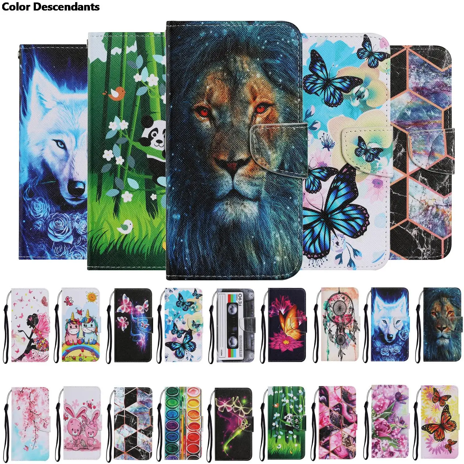 レザーケース iPhone 6 6S 7 8 プラス 11 12 プロ X XS XR 最大 SE 2020 蝶動物塗装ブックスタンドフリップ革電話カバー