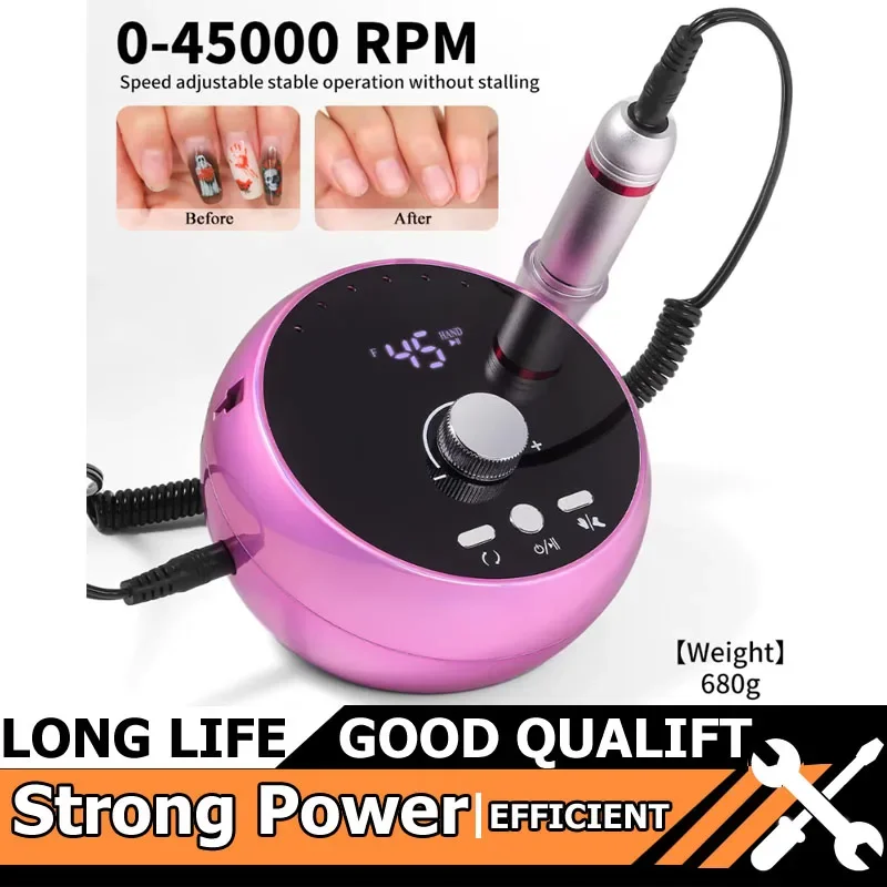 

Hot Professional Manicure Drill Machine 45000RPM Electric Nail Drill Machine White Pink Purple Nail Sander Gel Cuticle Remove