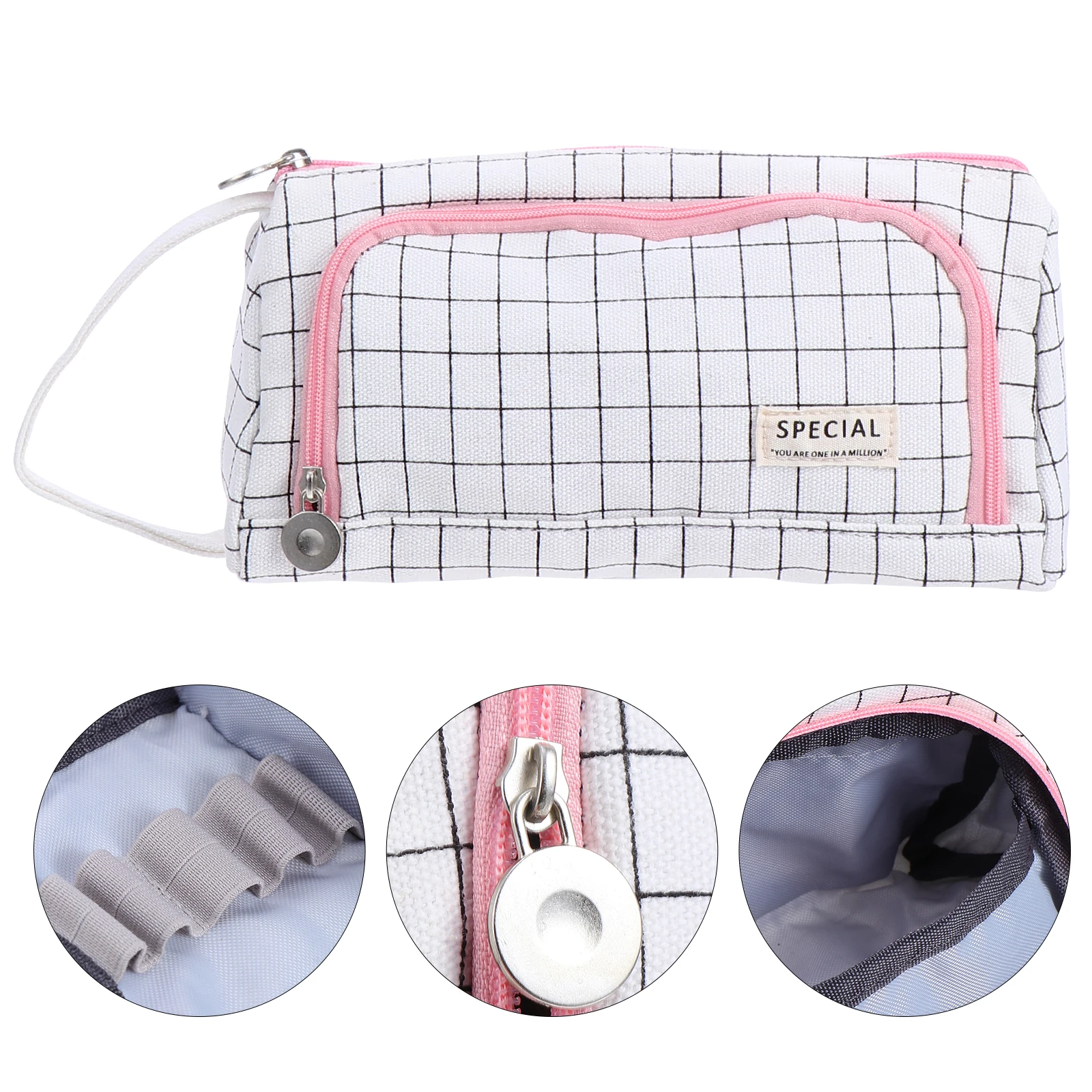 

Large Capacity Canvas Pen Bag Safe Storage Travel Makeup Student Pouch Christmas Stationery Zipper Pen Pouch