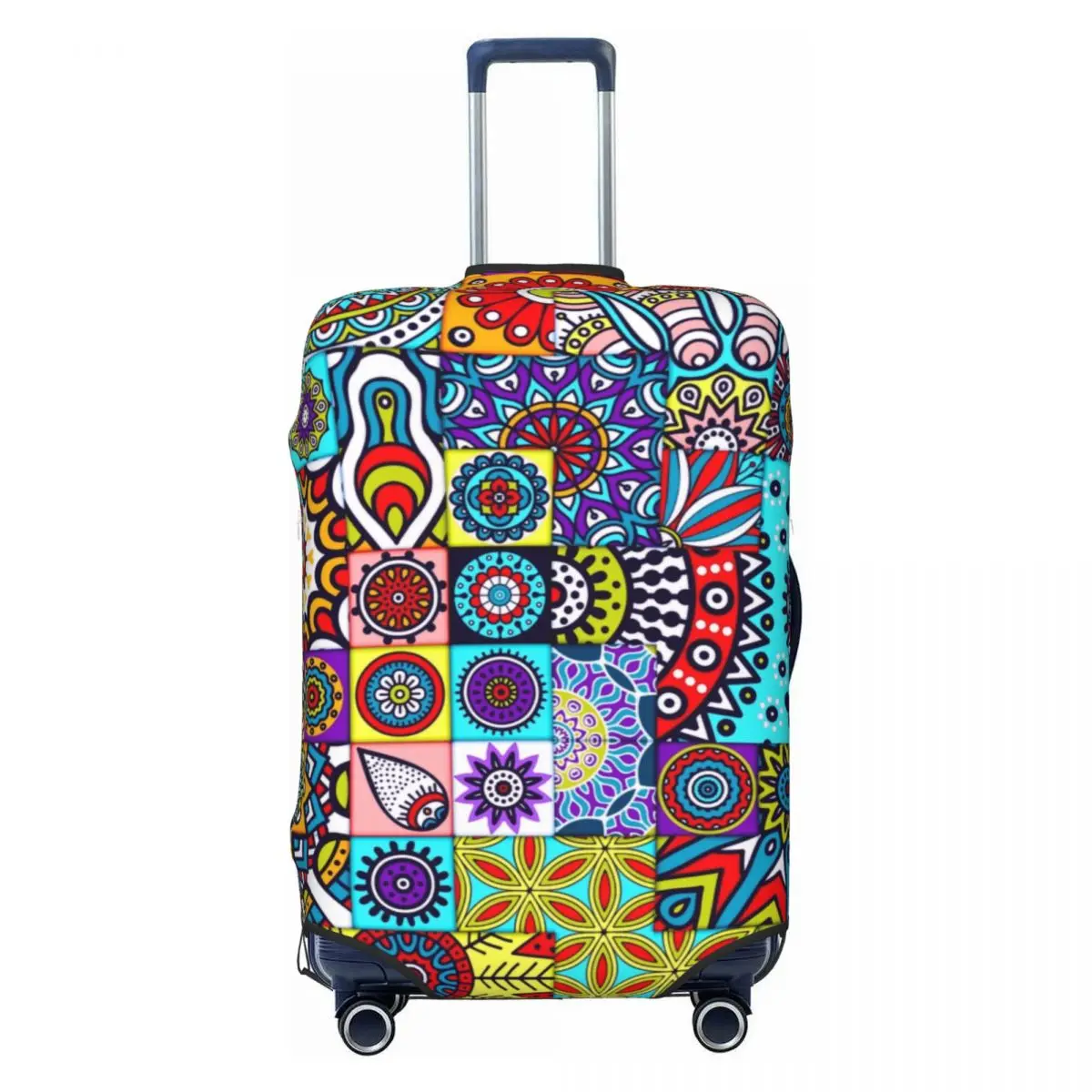 

African Ethnic Geometric Floral Design Luggage Cover Protector Ankara Patterns Travel Suitcase Protective Cover for 18-32 Inch