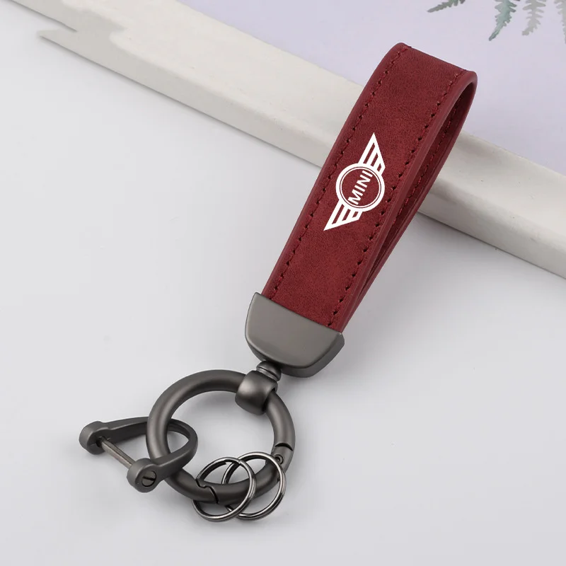 Fashion Suede Car Keychain Ring Vintage Leather Zinc Alloy Car Key Chain For BMW Mini Cooper Countryman Clubman R55 R56 R60 F54