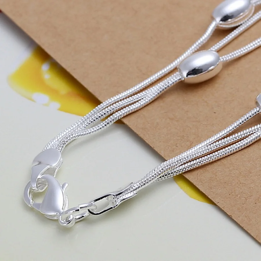 Fashion Design Product Beautiful Silver Color Jewelry High Quality Bracelet Bead Chain Women Lady Wedding image 2
