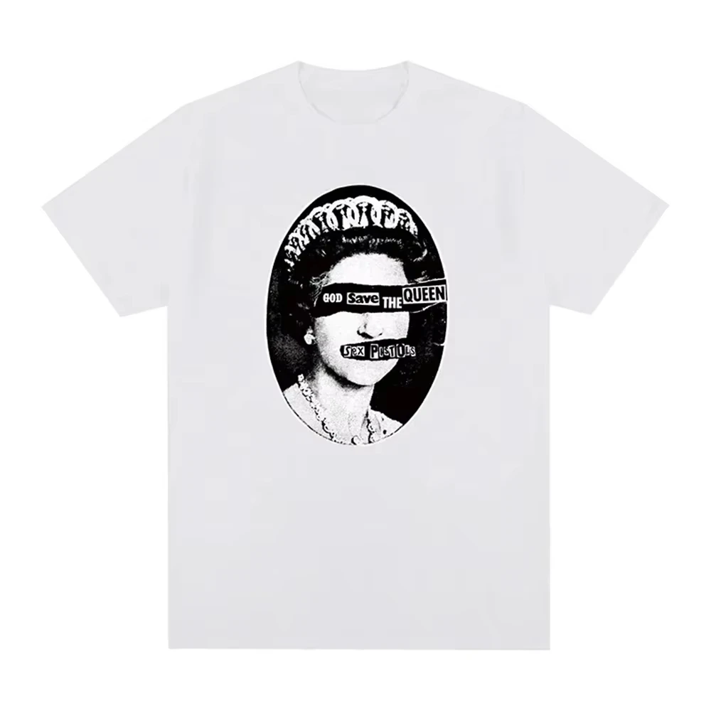 New Neutral Color Men's Crew Neck Cotton T-Shirt, God Save The Queen Graphic Tee for Sex Pistols Band Women And Men T-shirt