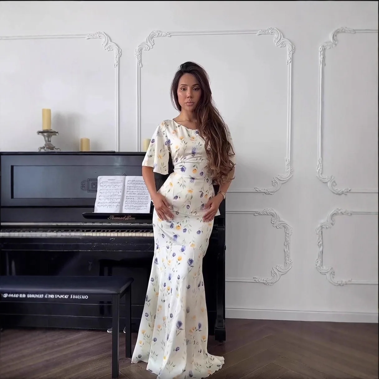 

2026 Summer New Floral Simple Print Dress Marocain Clothing 2026 Muslim Long Dress Robe Abaya Ramadan Dubai Luxury Islam Elegant