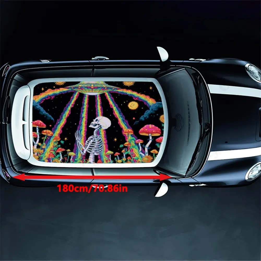 Wishing rainbow skeleton  PVC material self-adhesive waterproof car roof sticker, paste firm and anti-ultraviolet, waterproof an