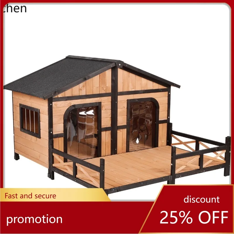 

CZ Winter Warm Dog House Solid Wood Cage Outdoor Medium-sized Dog Windproof Rainproof Outdoor Movable Dog House