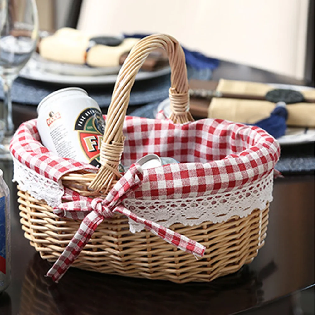 Rattan Wicker Picnic Storage Container Picnic Baskets Fruit Vegetable Bread Container Gift Storage Box