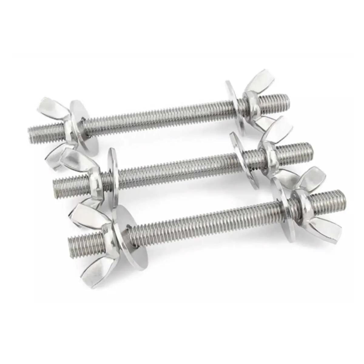 304 Stainless Steel Wall Penetrating Screw Pair Threading Rod  Butterfly Hand Twisted Nut Bolt Set M3M4M5