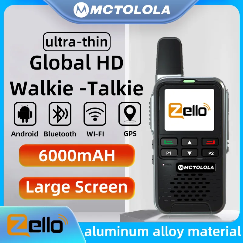 MOTOLOLA 4G Zello global Android 8.1 system aluminum alloy shell ultra-thin body walkie talkie Wi Fi Bluetooth remote 5000km