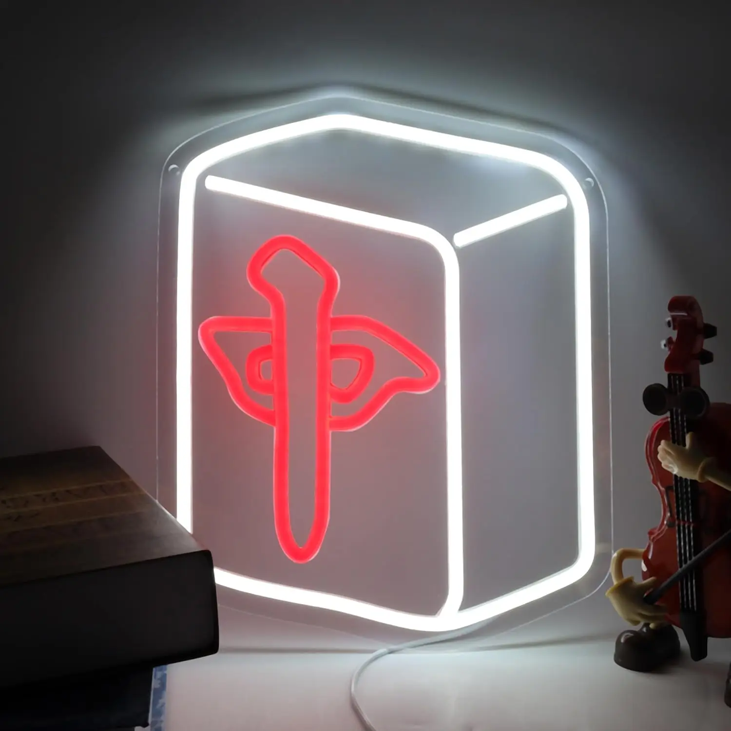 

Маджонг неоновая вывеска с регулируемой яркостью, энергоэффективный ночник для бара, клуба, человека, пещеры, декор игровой комнаты, вечерние настенные рисунки, подарки на день рождения