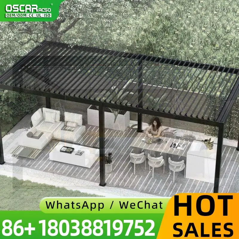 40ft Standard Size Container Loading Electric Weatherproof Metal Gazebo Louvre Roof System for Garden Outdoor Backyard pergola