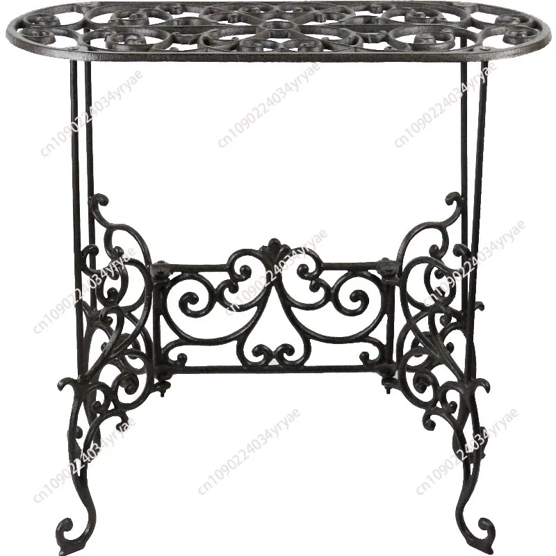 Living Room Standing Bonsai Frame 2-Layer Cast Iron Plant Shelves, Creative Balcony Flower Pot Stool Hollow Out Decorative Shelf