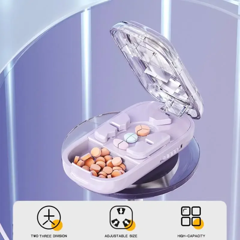 3in1 Medicine Cutter Precise Cutting Into Half / Third / Quarter Drug Divider Organizer Portable Tablet Splitting Pills Splitter
