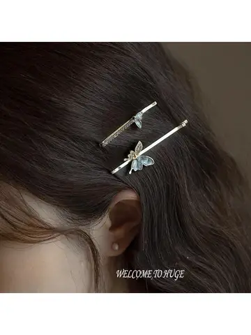 3pc Fashion Retro Rose Butterfly with Crystal Hairpin Advanced Grey Vintage Alloy Hair Side Clips Accessory for Women Girls