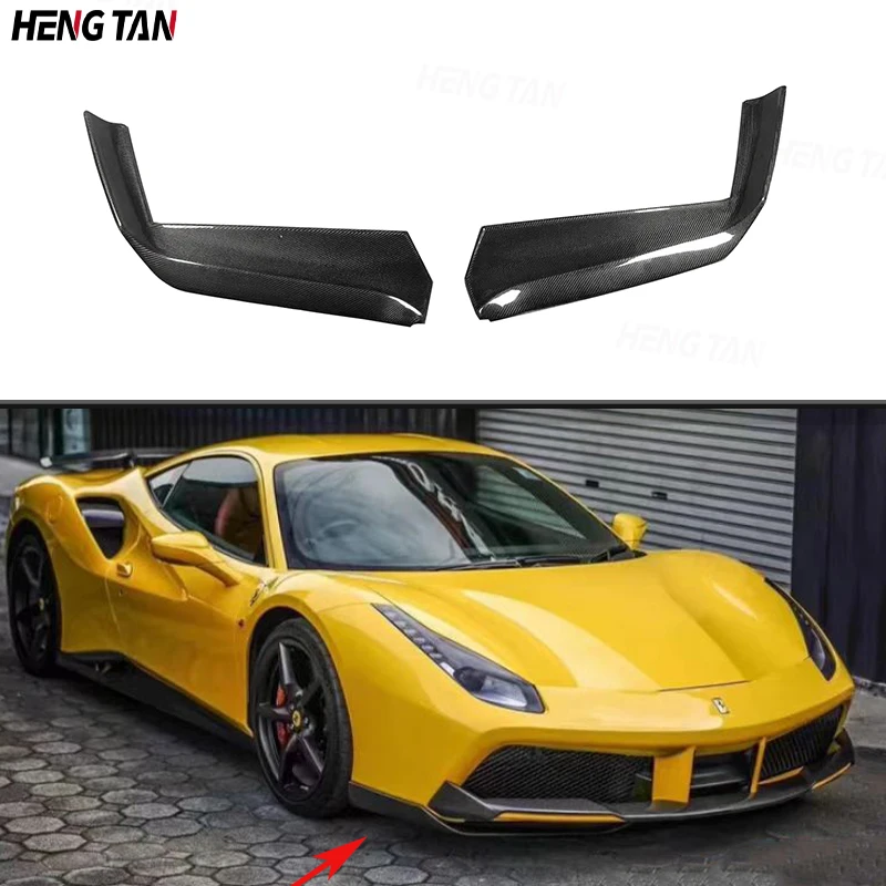 For Ferrari 488 GTB 2015-2018 Front Lip Splitters Aprons Dry Carbon Fiber Case Head Bumper Side Flap Upgrade Body kit