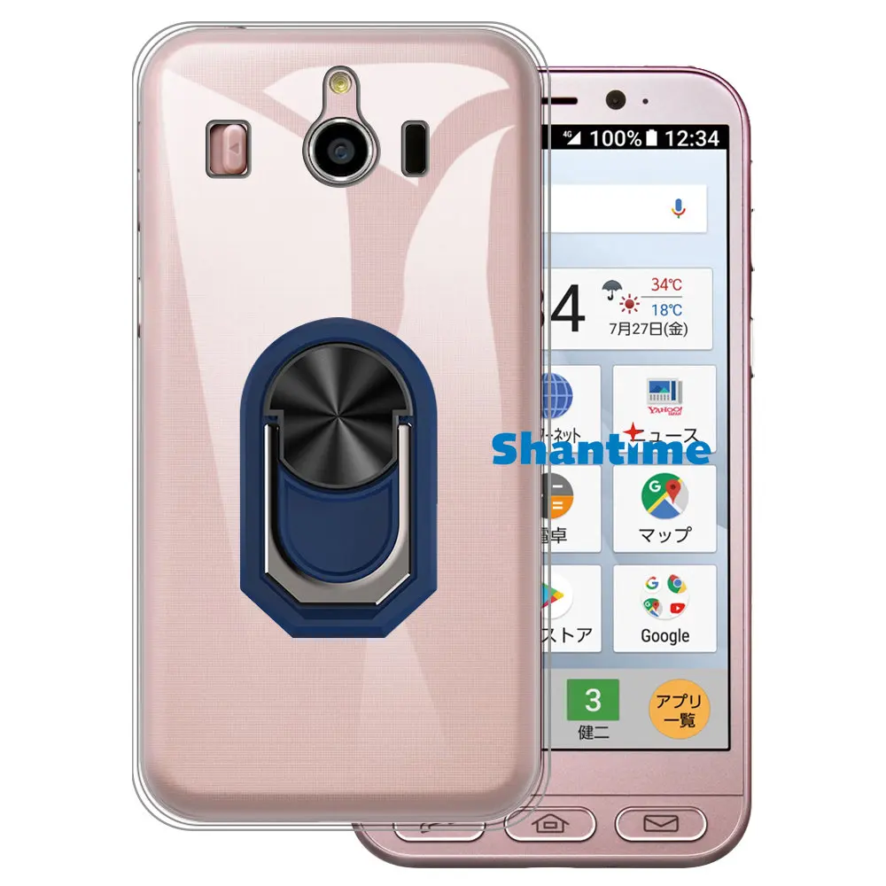 Luxury Shockproof Ring Holder For シンプルスマホ4 704SH 707SH Case Soft Silicone TPU Protective Holder Cover