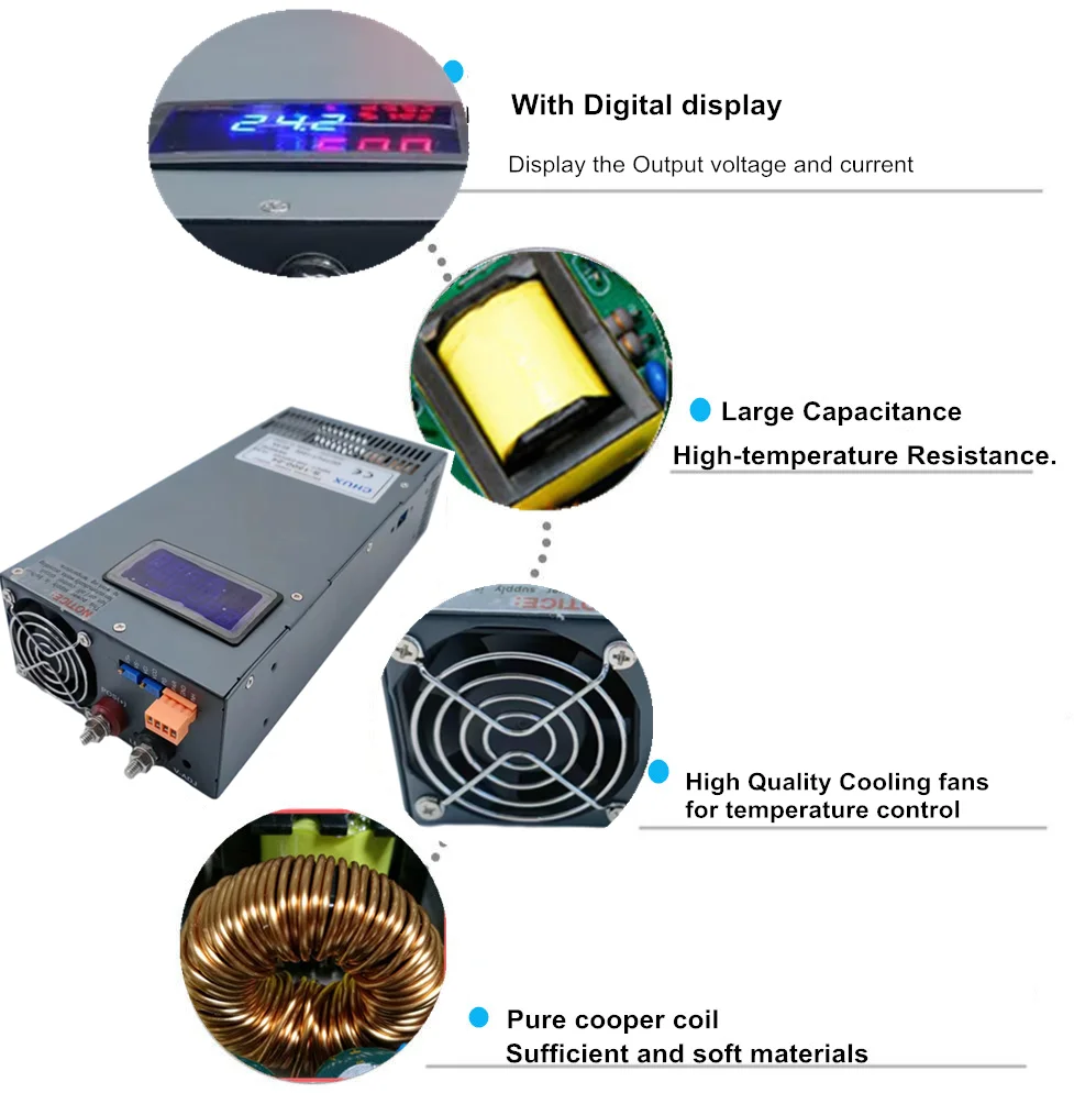 Imagem -04 - Chux-signal Control tipo Switching Power Ajustável ac dc Power 2000w 1500w 05v 010v 0-12v 24v 36v 48v 100v300v