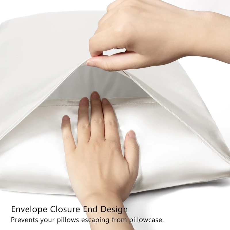 Pillowcases Pack of 2 Solid Color Soft Satin Pillowcase With Envelope Zipper Pure Emulation Satin Pillow Case