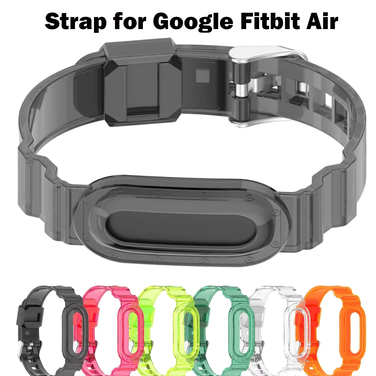 TPU-Armband + Hülle für Google Fitbit Air Smartwatch, transparentes Armband, Armband-Correa-Abdeckung für Fitbit Air Band-Zubehör